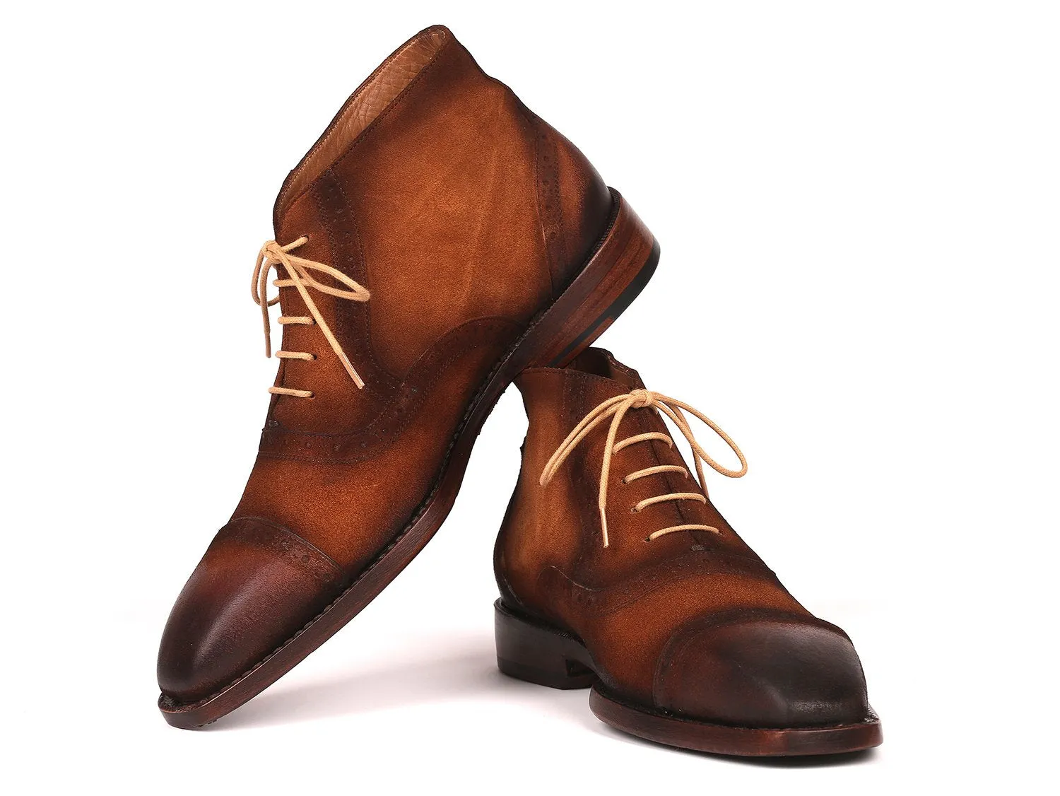 Paul Parkman Chaussures Bottines à embout capitonné en daim pour homme Paul Parkman marron antique