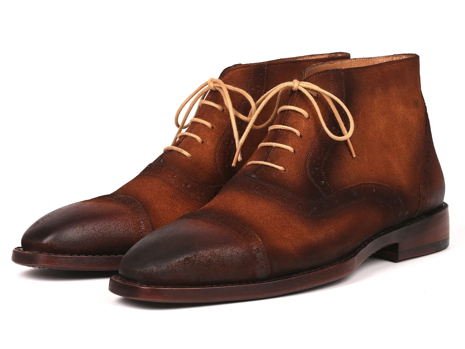 Paul Parkman Chaussures Bottines à embout capitonné en daim pour homme Paul Parkman marron antique