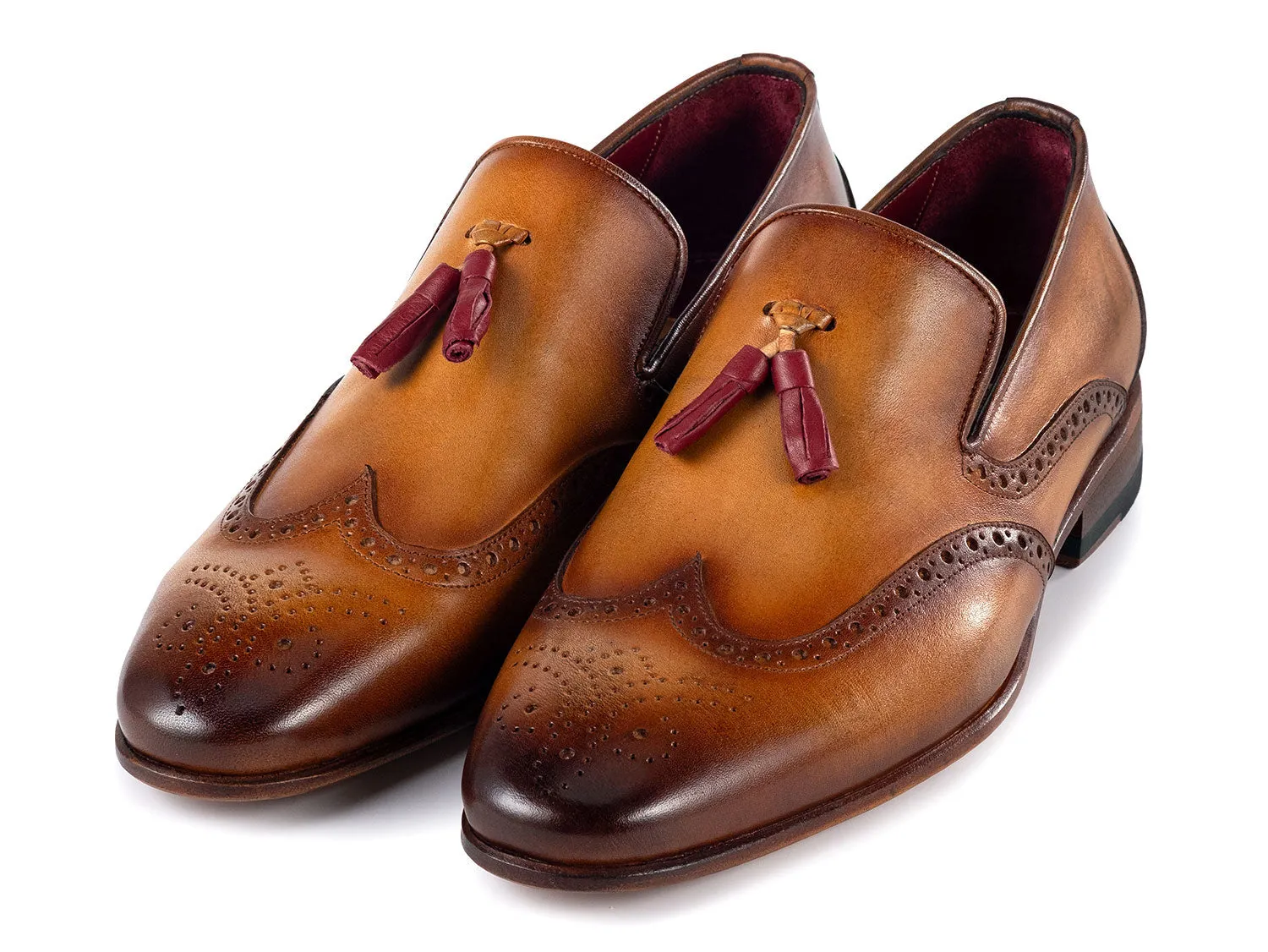 Paul Parkman Chaussures Paul Parkman Mocassins à glands en cuir à bout effilé pour hommes en marron