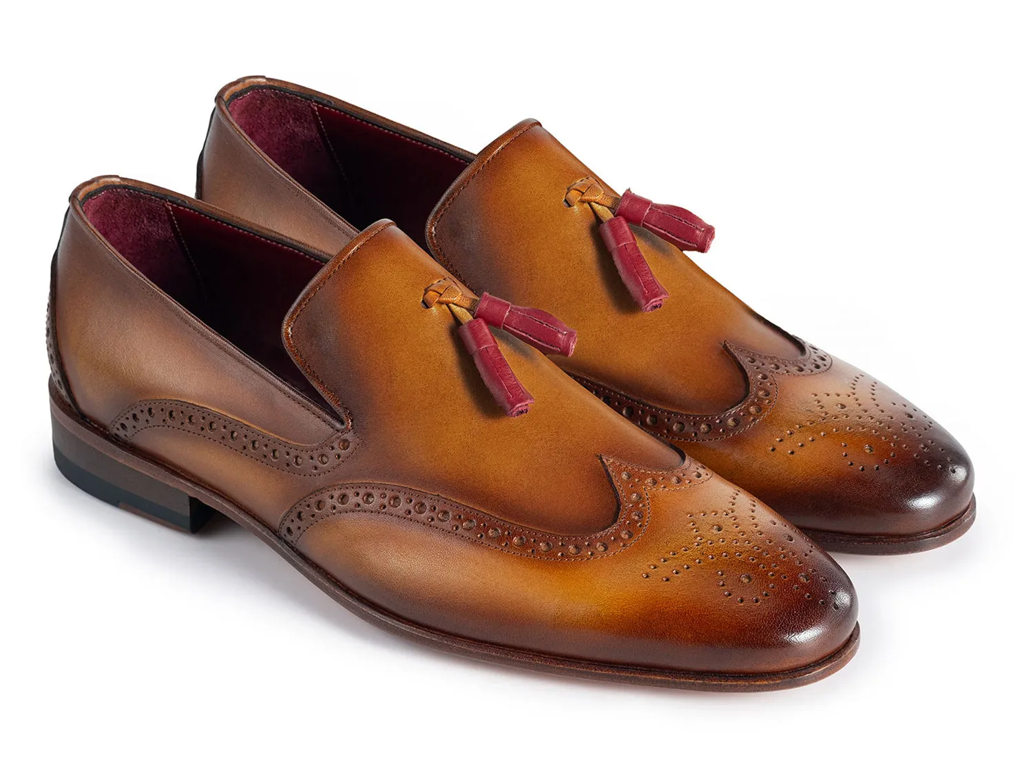 Paul Parkman Chaussures Paul Parkman Mocassins à glands en cuir à bout effilé pour hommes en marron