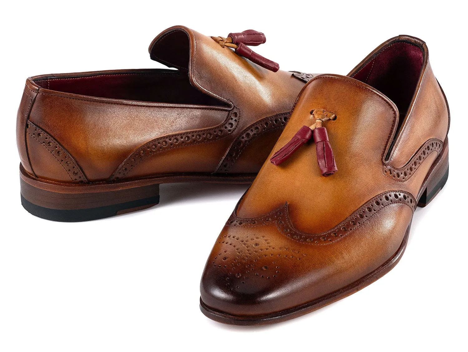Paul Parkman Chaussures Paul Parkman Mocassins à glands en cuir à bout effilé pour hommes en marron