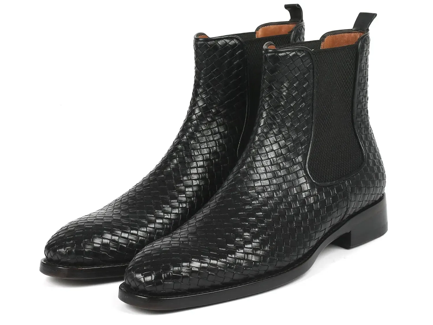 Paul Parkman Chaussures Bottes Chelsea en Cuir Tressé pour Homme en Noir