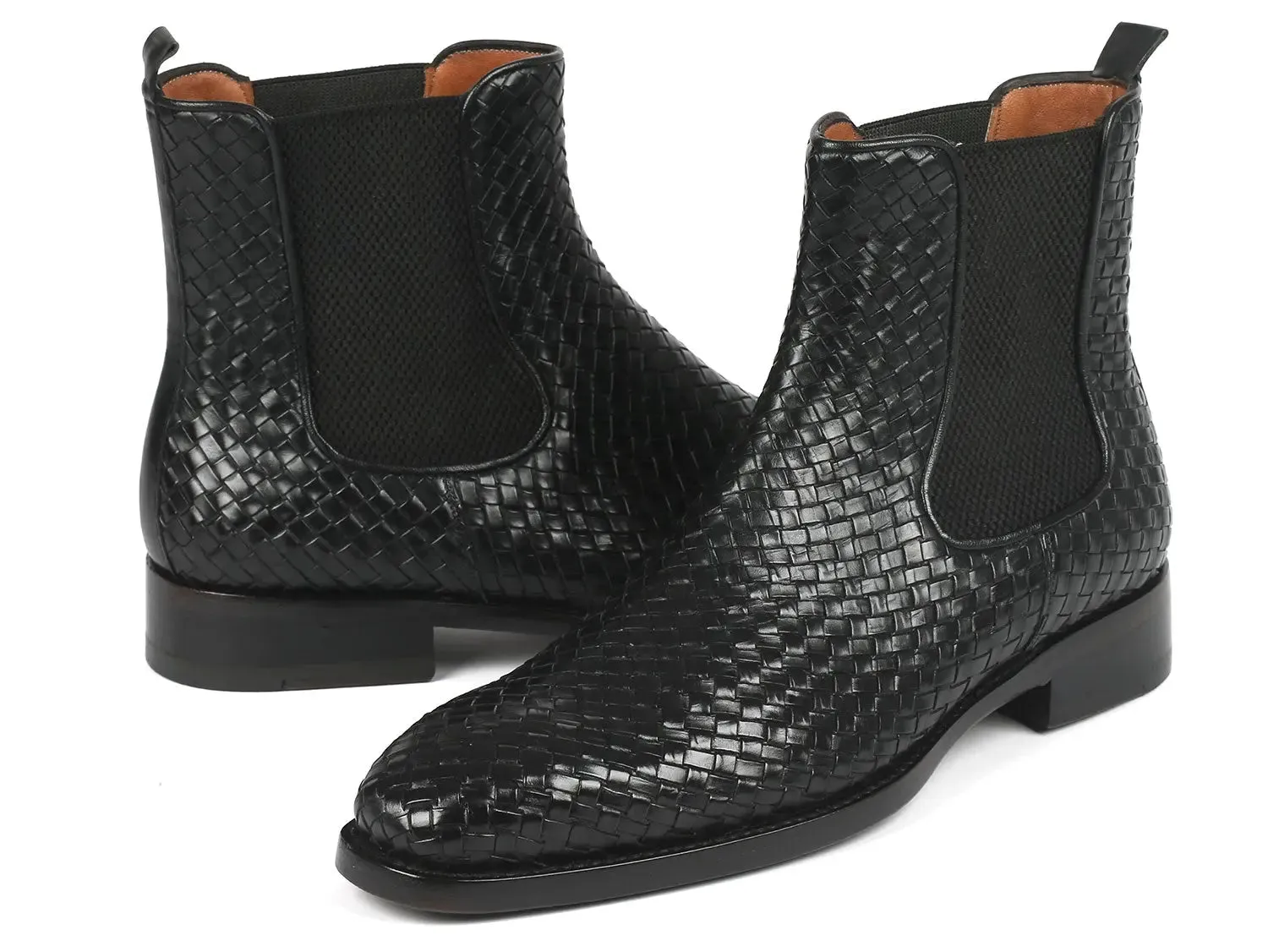 Paul Parkman Chaussures Bottes Chelsea en Cuir Tressé pour Homme en Noir