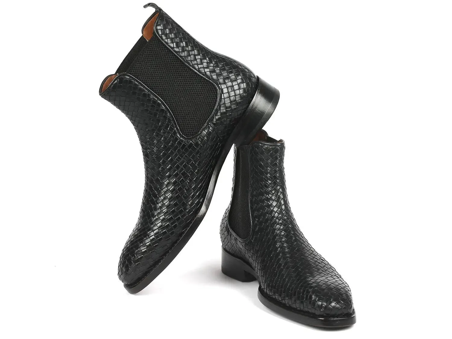 Paul Parkman Chaussures Bottes Chelsea en Cuir Tressé pour Homme en Noir