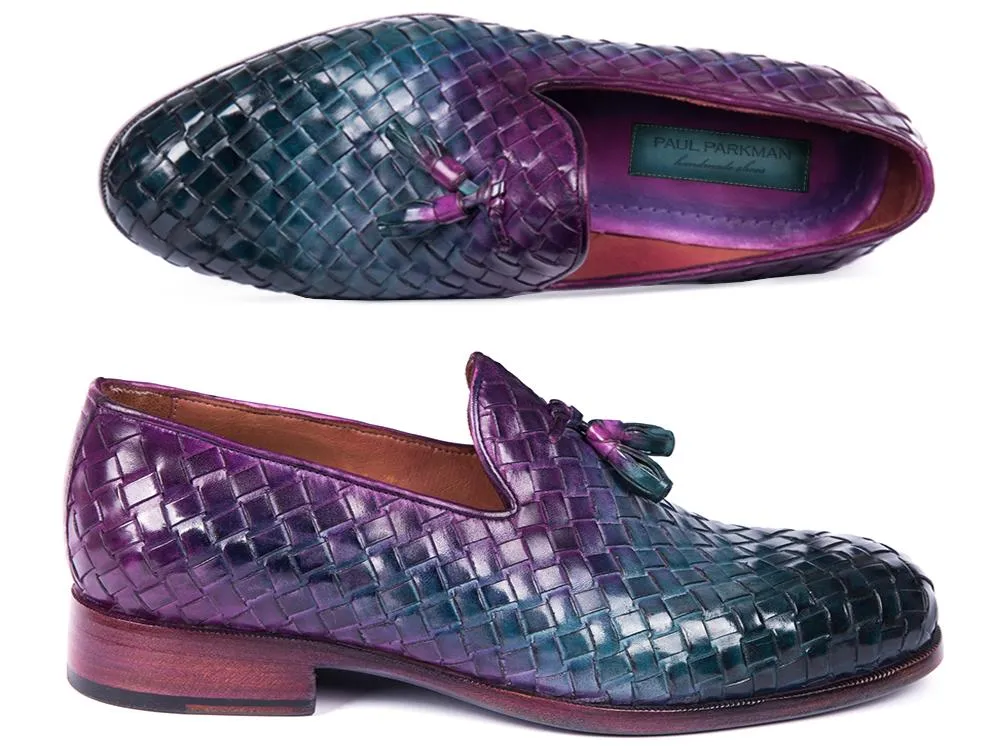 Paul Parkman Chaussures Paul Parkman Mocassins à glands en cuir tissé multicolore pour hommes