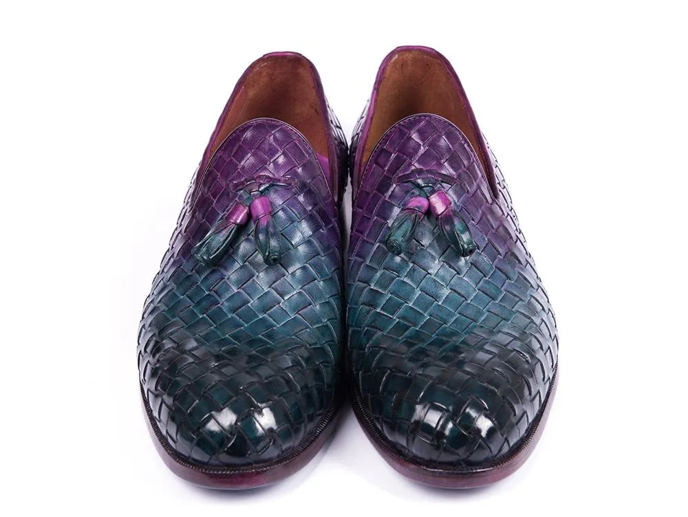 Paul Parkman Chaussures Paul Parkman Mocassins à glands en cuir tissé multicolore pour hommes