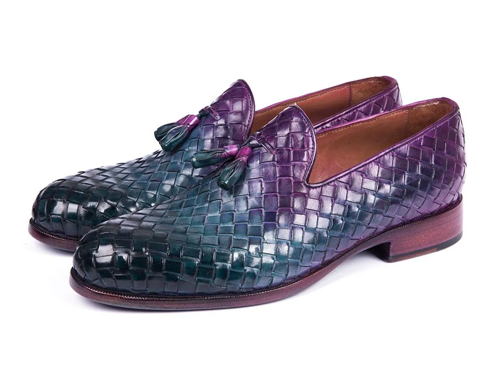 Paul Parkman Chaussures Paul Parkman Mocassins à glands en cuir tissé multicolore pour hommes