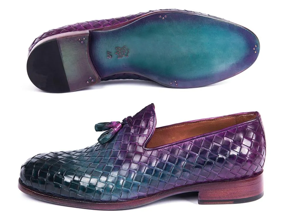 Paul Parkman Chaussures Paul Parkman Mocassins à glands en cuir tissé multicolore pour hommes