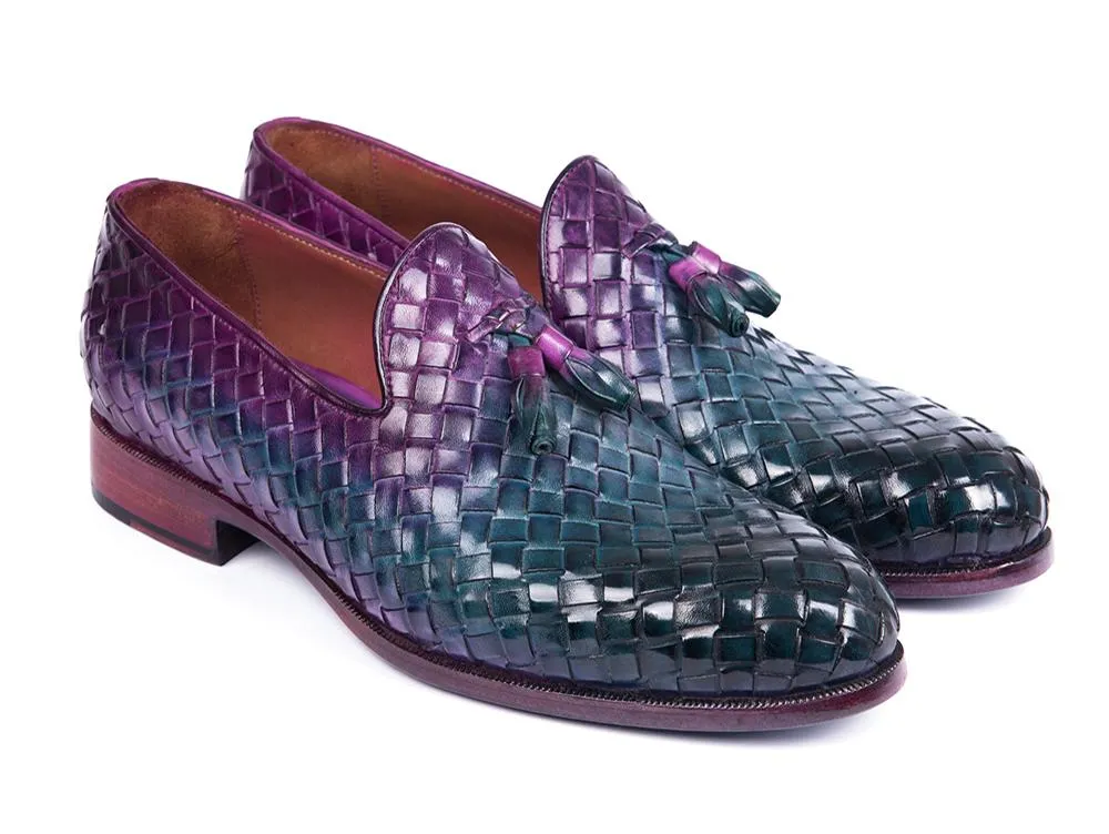 Paul Parkman Chaussures Paul Parkman Mocassins à glands en cuir tissé multicolore pour hommes