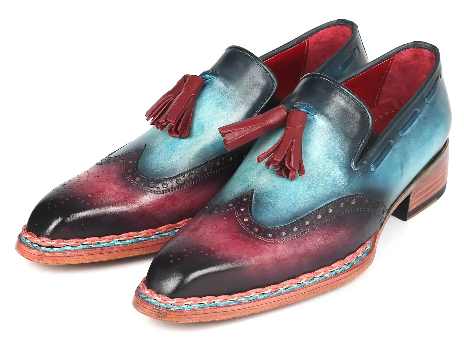 Paul Parkman Chaussures Paul Parkman Loafers à gland avec couture norvégienne en bleu et violet