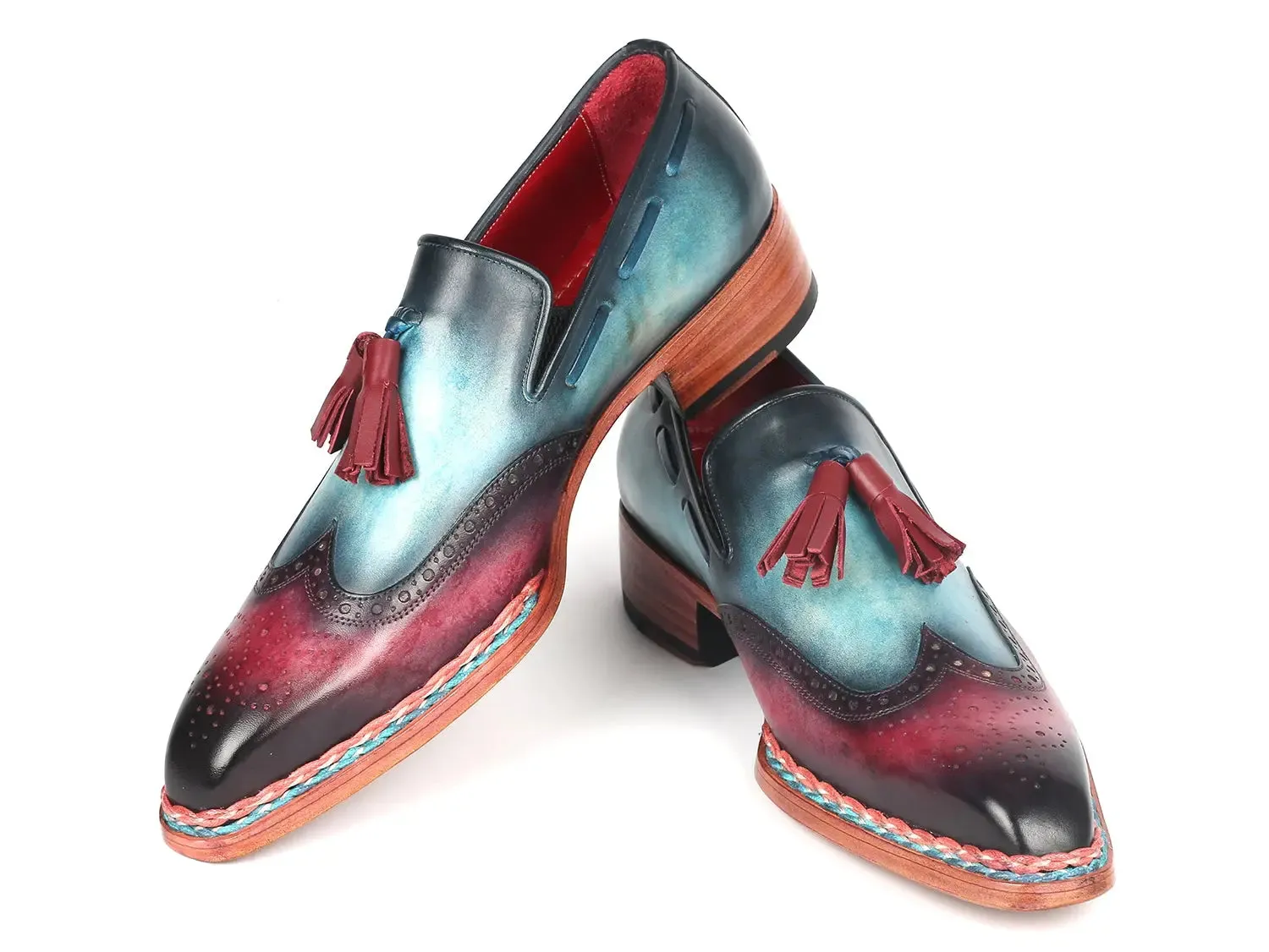 Paul Parkman Chaussures Paul Parkman Loafers à gland avec couture norvégienne en bleu et violet
