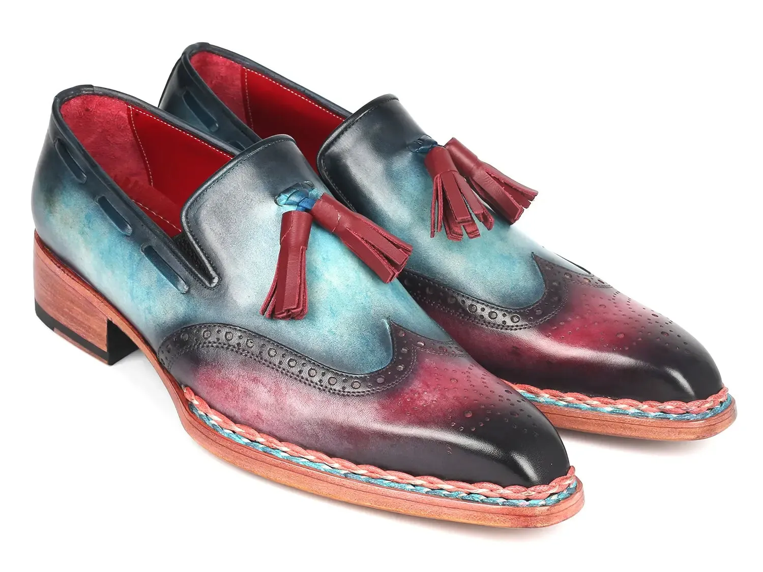 Paul Parkman Chaussures Paul Parkman Loafers à gland avec couture norvégienne en bleu et violet