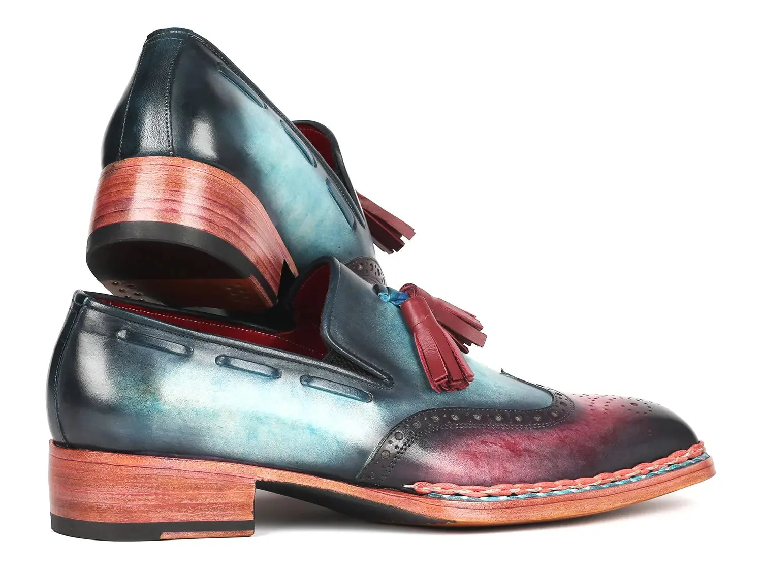 Paul Parkman Chaussures Paul Parkman Loafers à gland avec couture norvégienne en bleu et violet