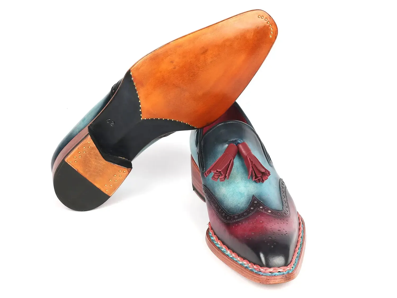 Paul Parkman Chaussures Paul Parkman Loafers à gland avec couture norvégienne en bleu et violet