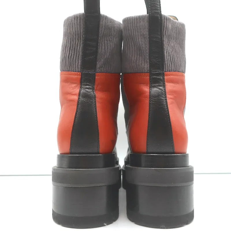 Bottes à lacets plateforme Pierre Hardy Nevada en daim gris et cuir taille 41
