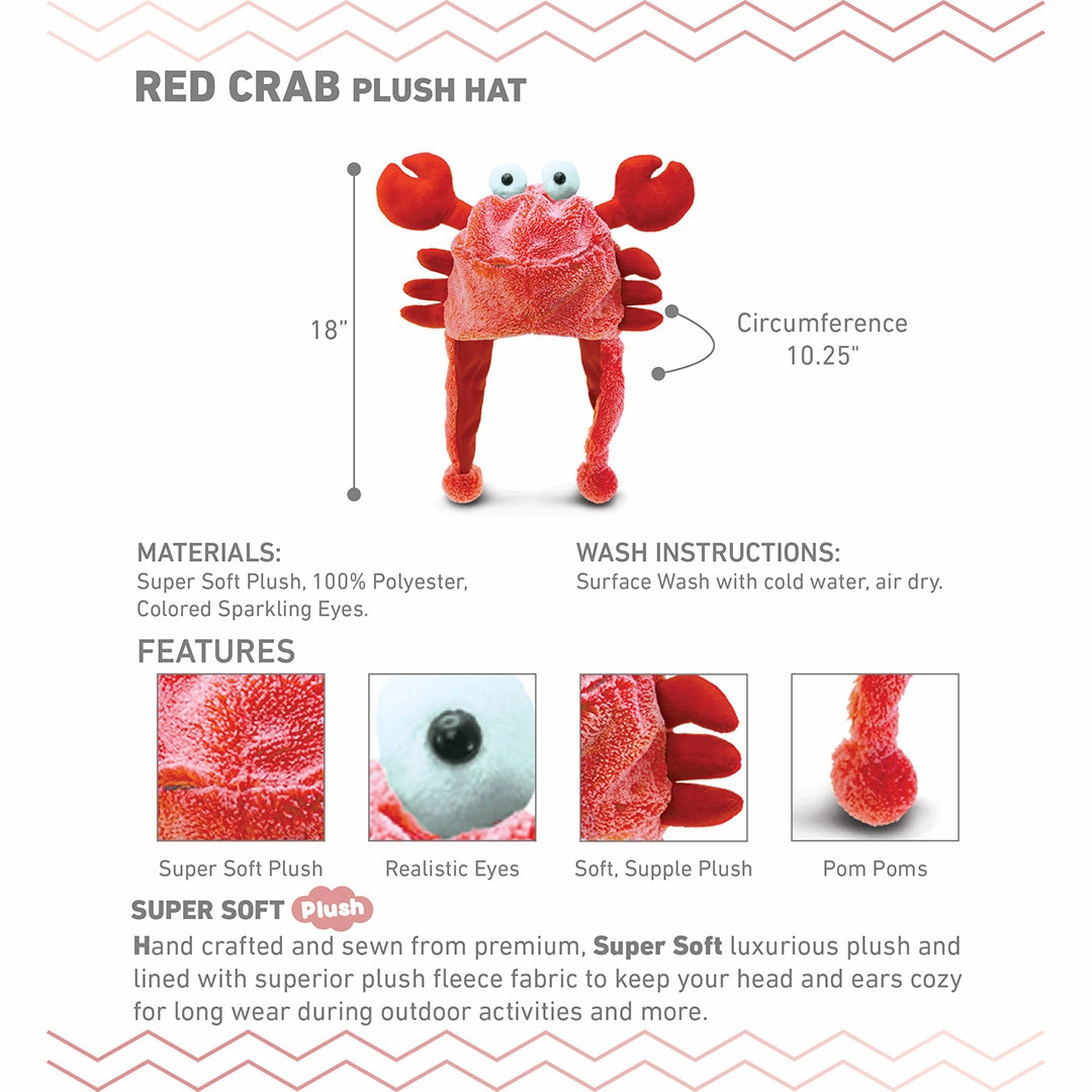 Chapeau de crabe rouge en peluche