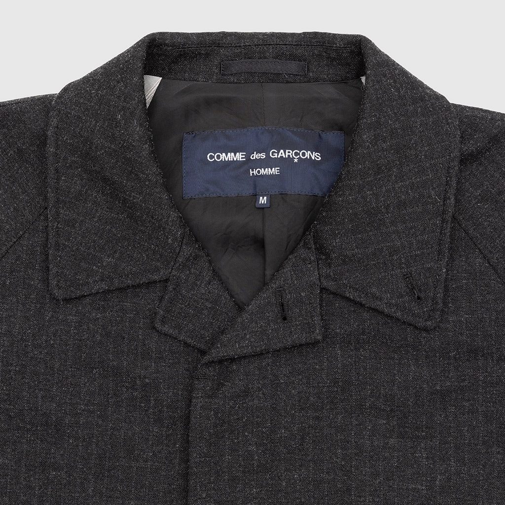 POLYESTER WOOL HERRINGBONE MAC COAT