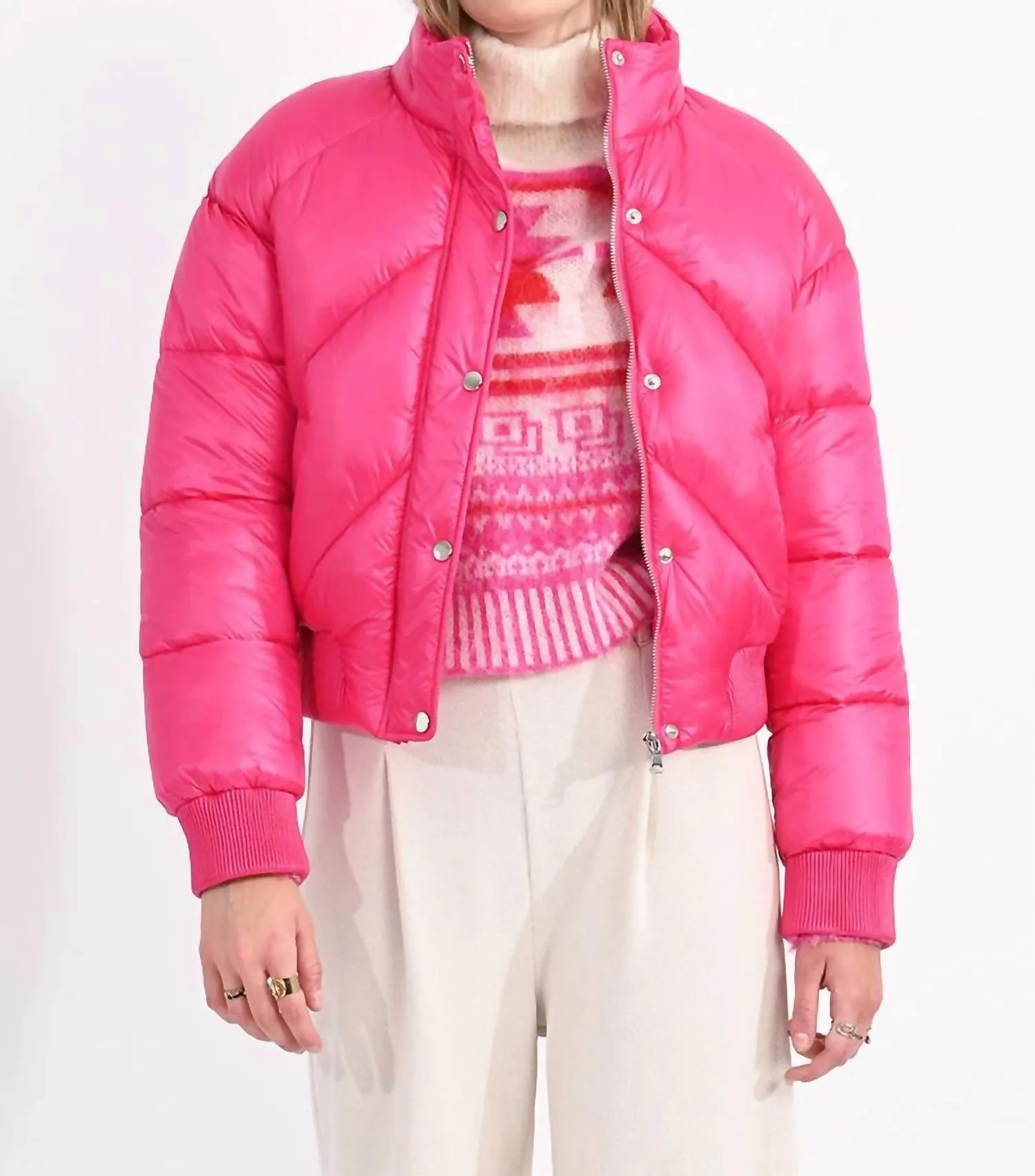 Veste matelassée en rose fuchsia