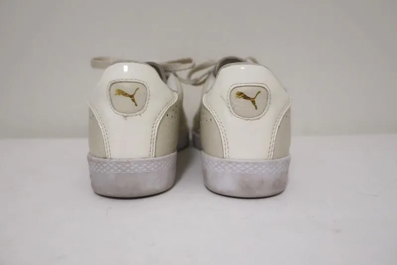 Puma Match Lo Sneakers en cuir crème avec détails en vernis taille 7.5