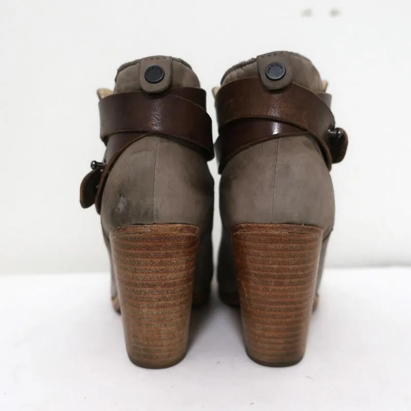 Bottes cheville Rag & Bone Harrow en daim gris et cuir marron taille 35