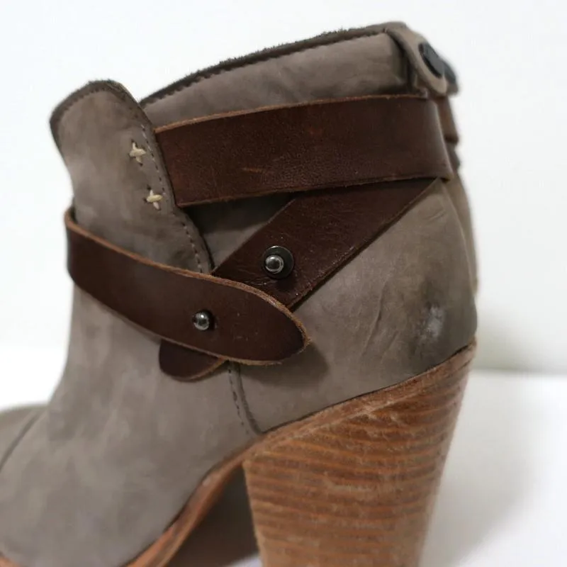 Bottes cheville Rag & Bone Harrow en daim gris et cuir marron taille 35