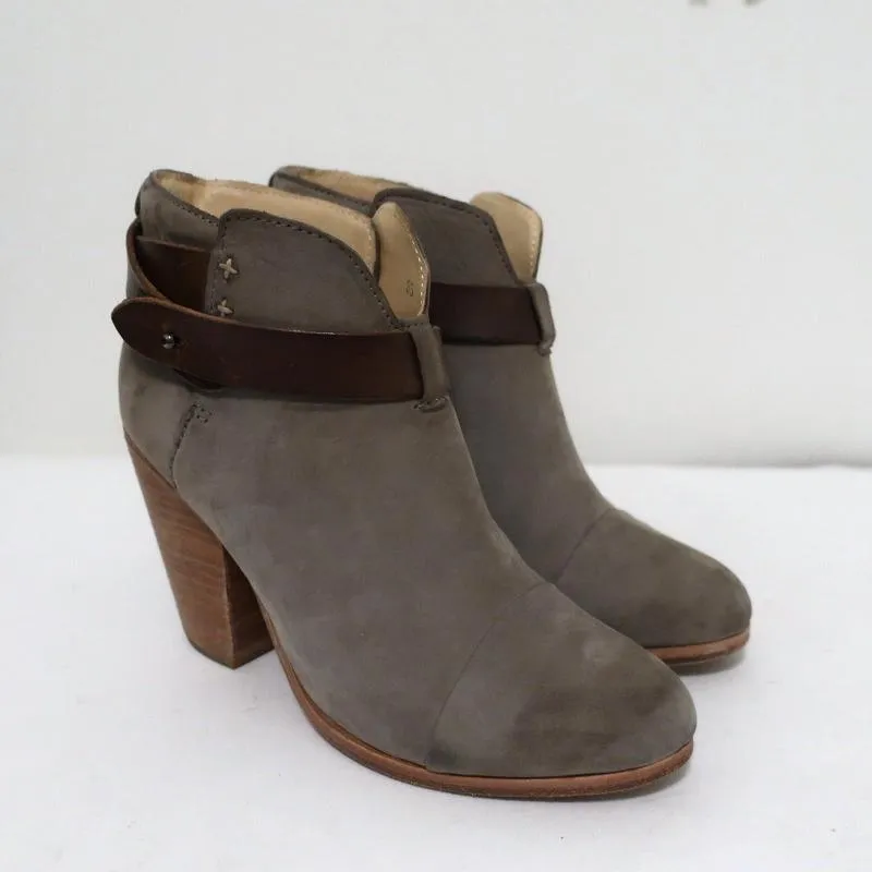 Bottes cheville Rag & Bone Harrow en daim gris et cuir marron taille 35
