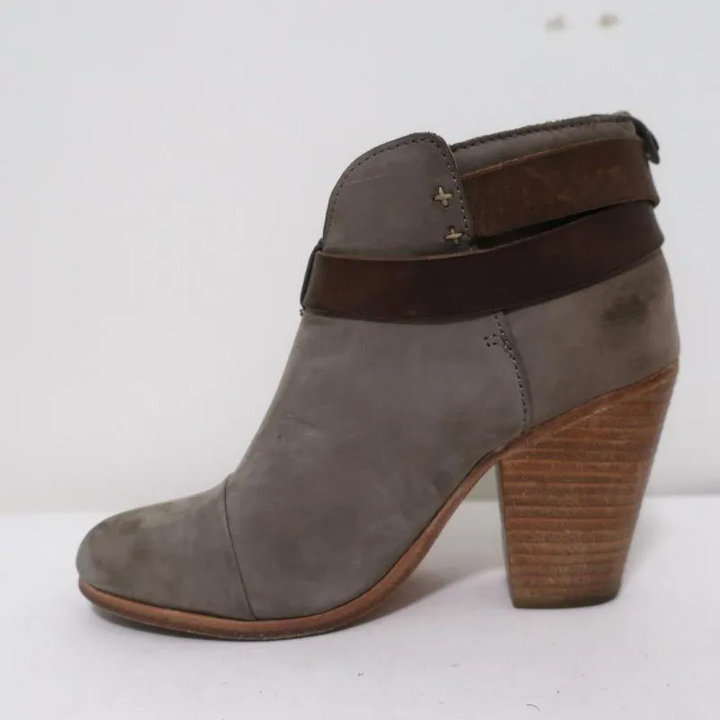 Bottes cheville Rag & Bone Harrow en daim gris et cuir marron taille 35