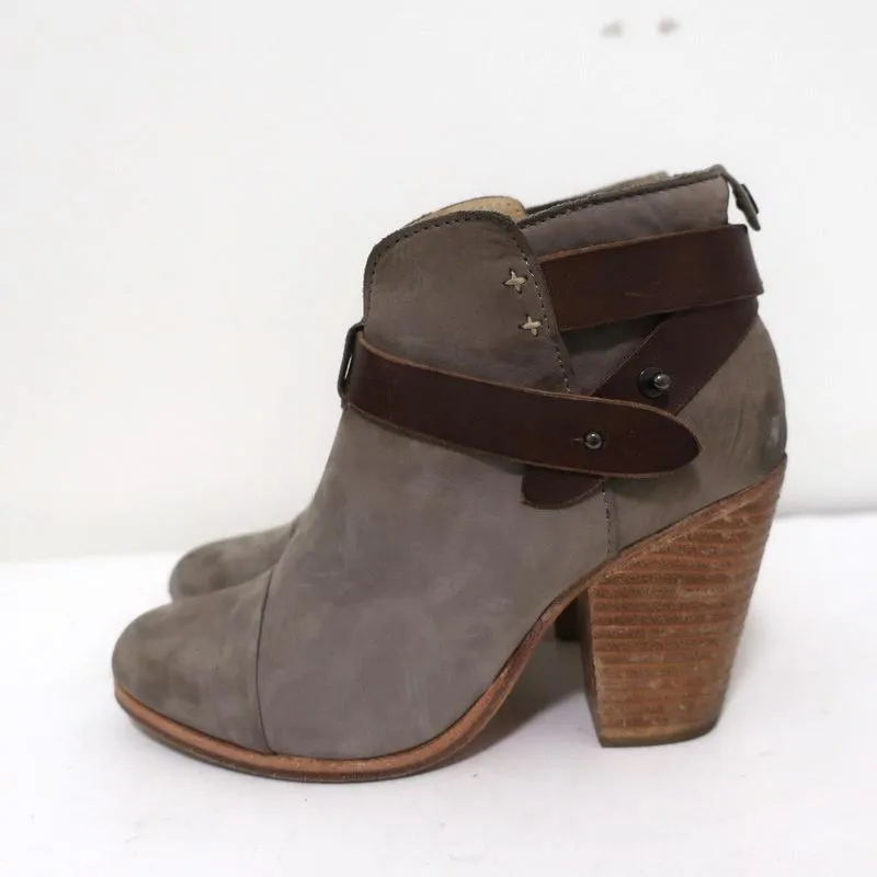 Bottes cheville Rag & Bone Harrow en daim gris et cuir marron taille 35