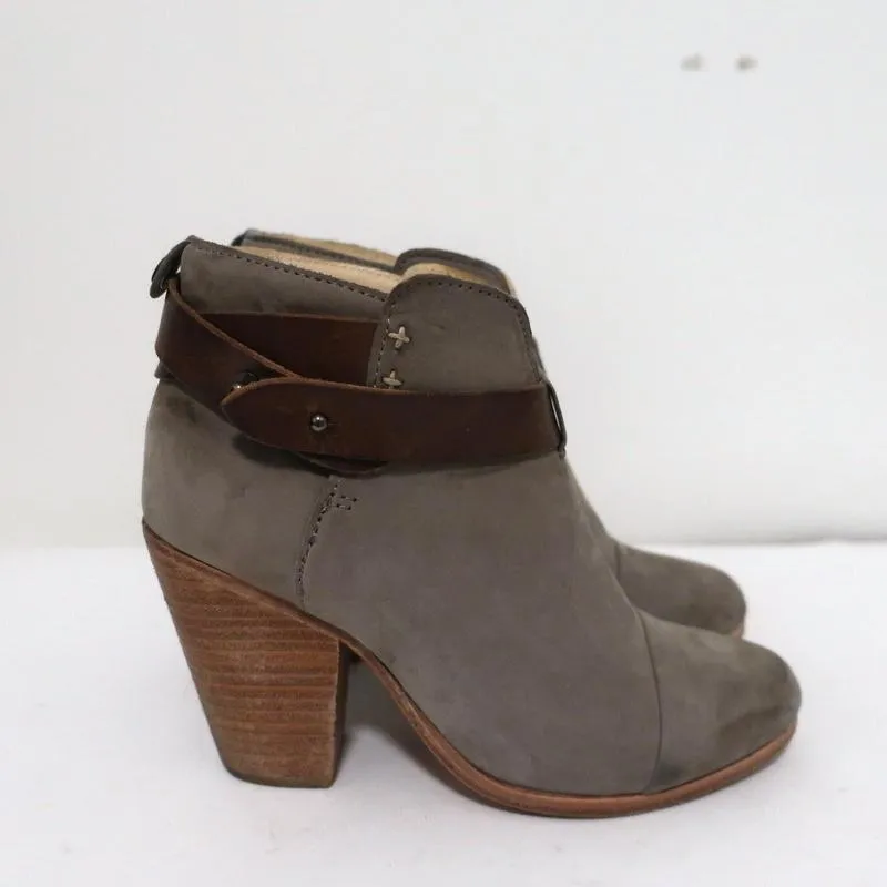 Bottes cheville Rag & Bone Harrow en daim gris et cuir marron taille 35
