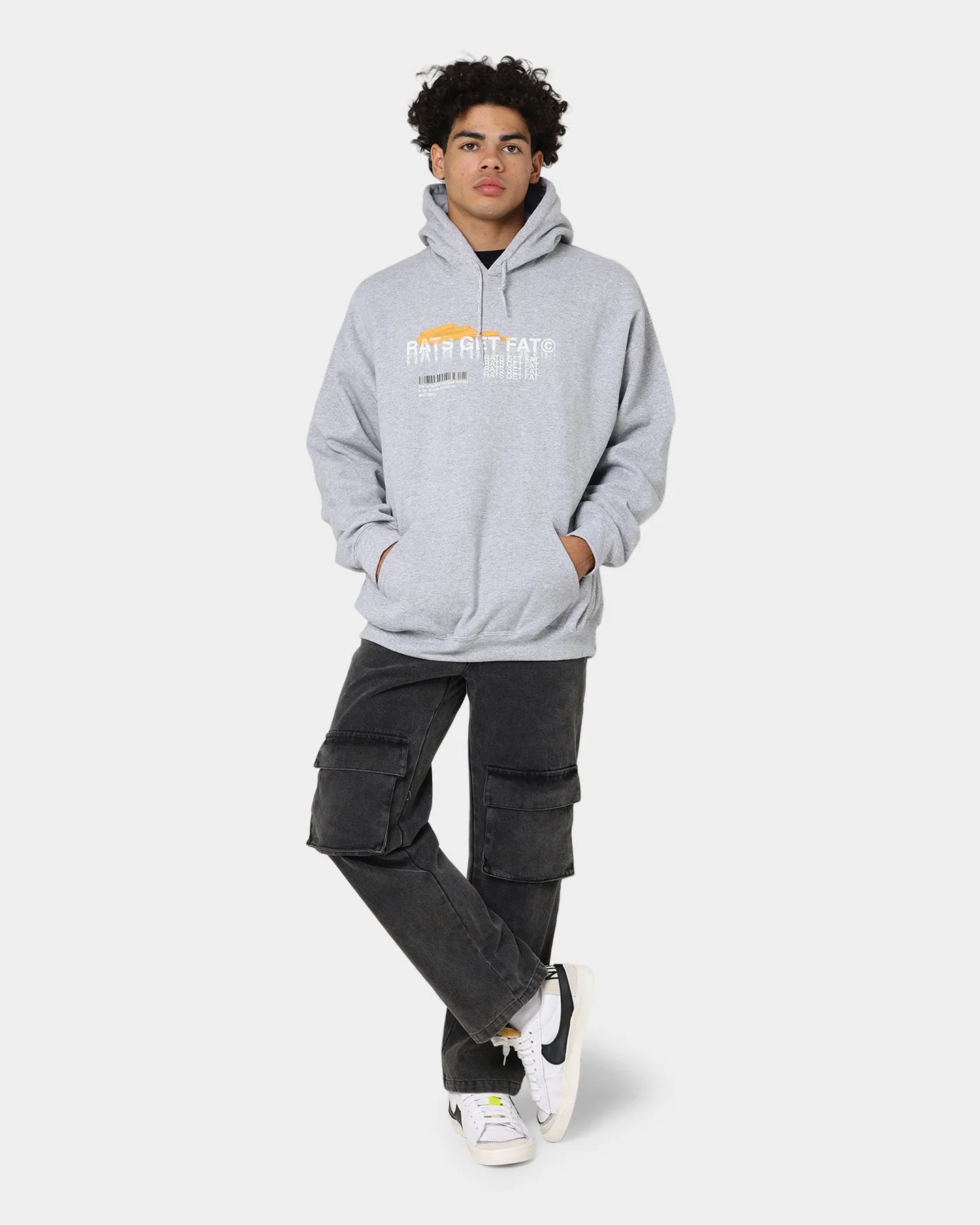 Pull à capuche Rats Get Fat avec motif papillon spray gris