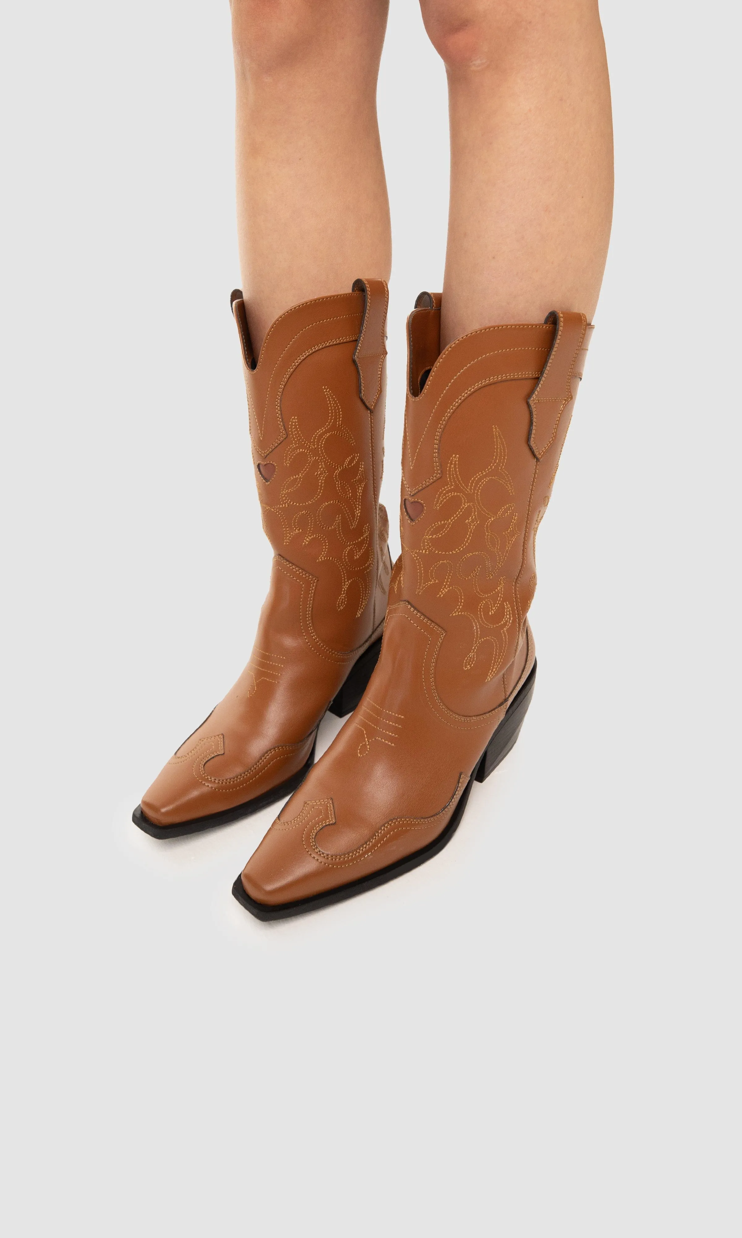 Bottes cowboy en cuir végan Regan II à motif pomme | Gingembre