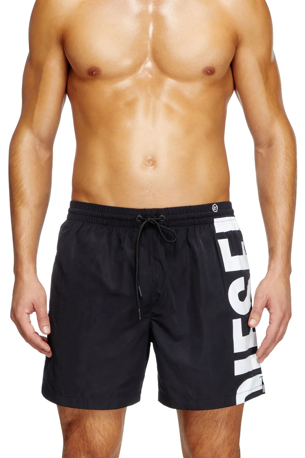 Rio-41-D-Core Short de bain mi-long avec logo maxi Noir/Blanc