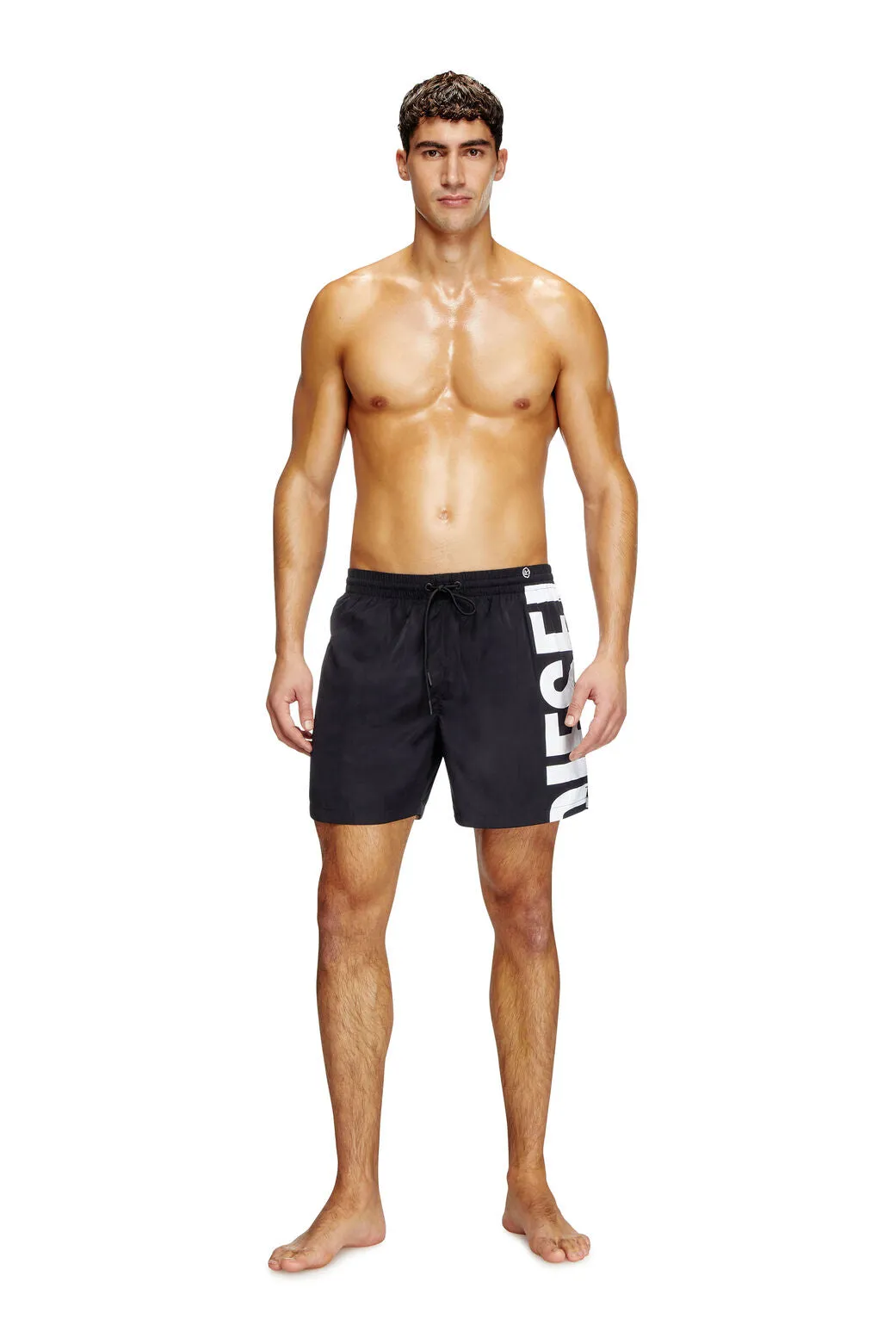 Rio-41-D-Core Short de bain mi-long avec logo maxi Noir/Blanc