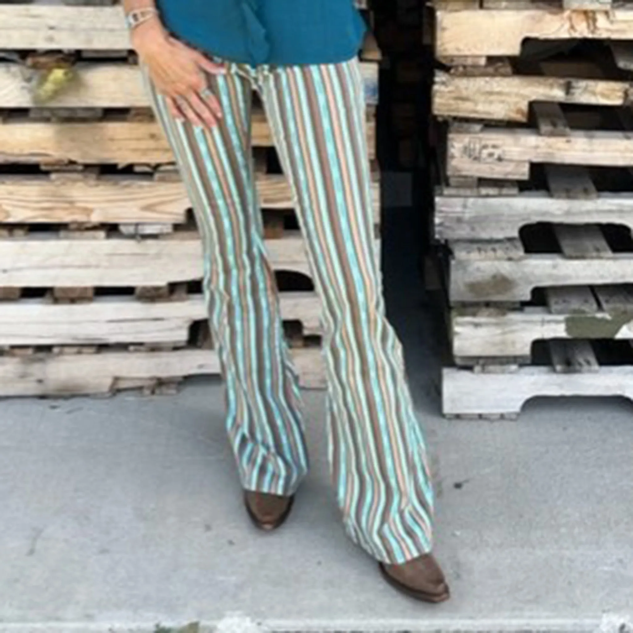 Jeans Flare à Rayures Aztec Rock & Roll