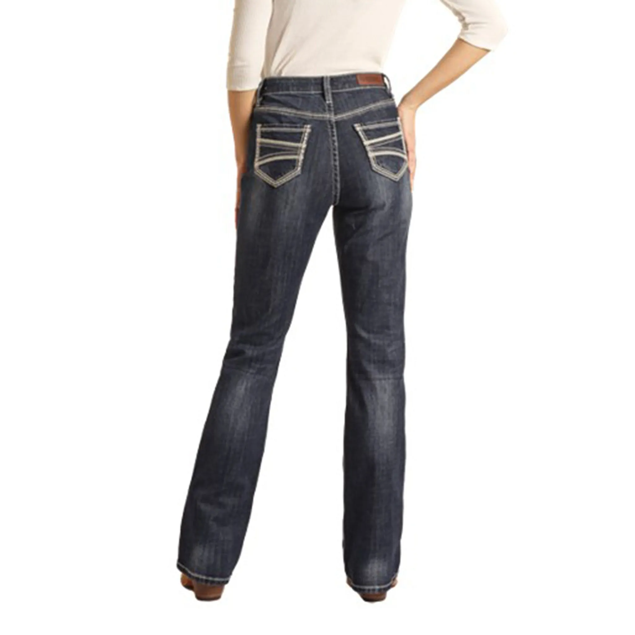 Jeans Bootcut Femme Vintage Foncé Rock & Roll à Taille Haute