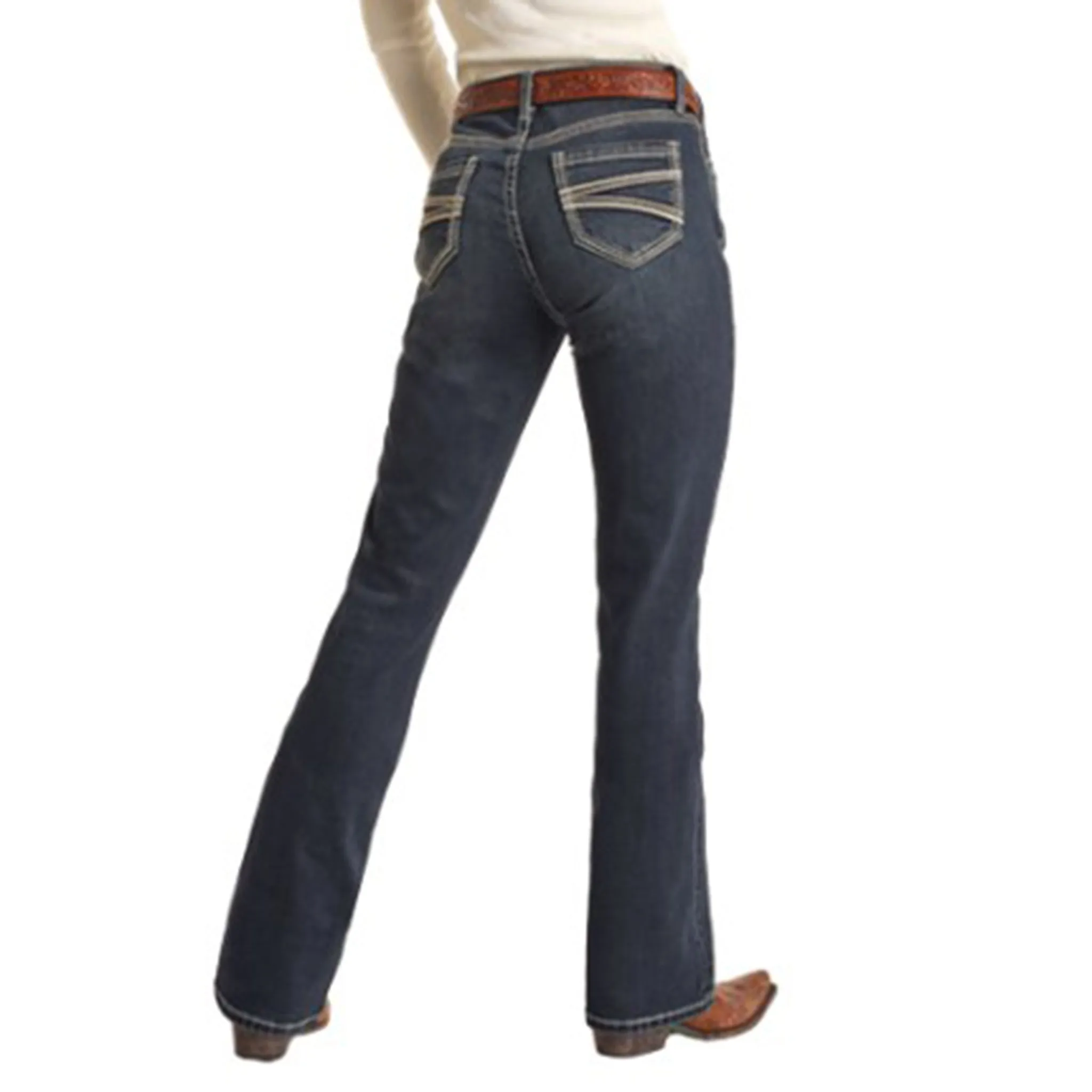 Rock & Roll Femme Bootcut à Surpiqûres en Corde Bleu Foncé