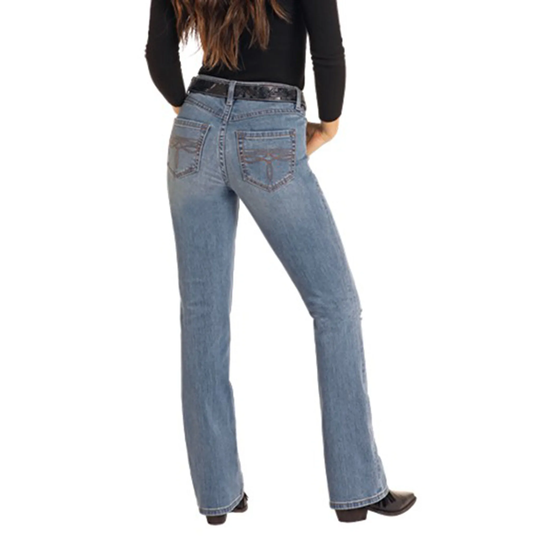 Jeans Boot Cut Femme Rock & Roll Délavé Moyen