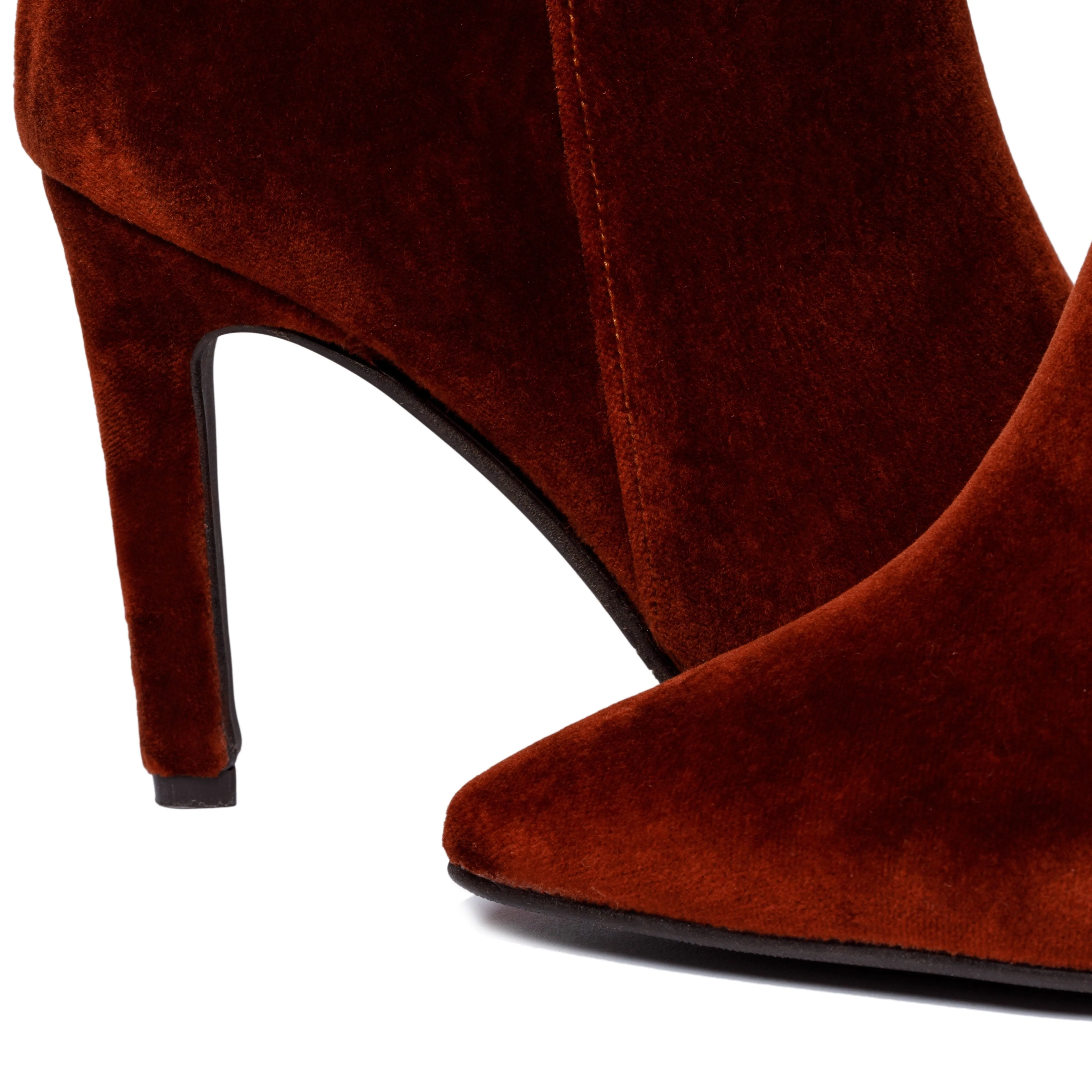 Bottes à talons vegan en velours rose | Rouille