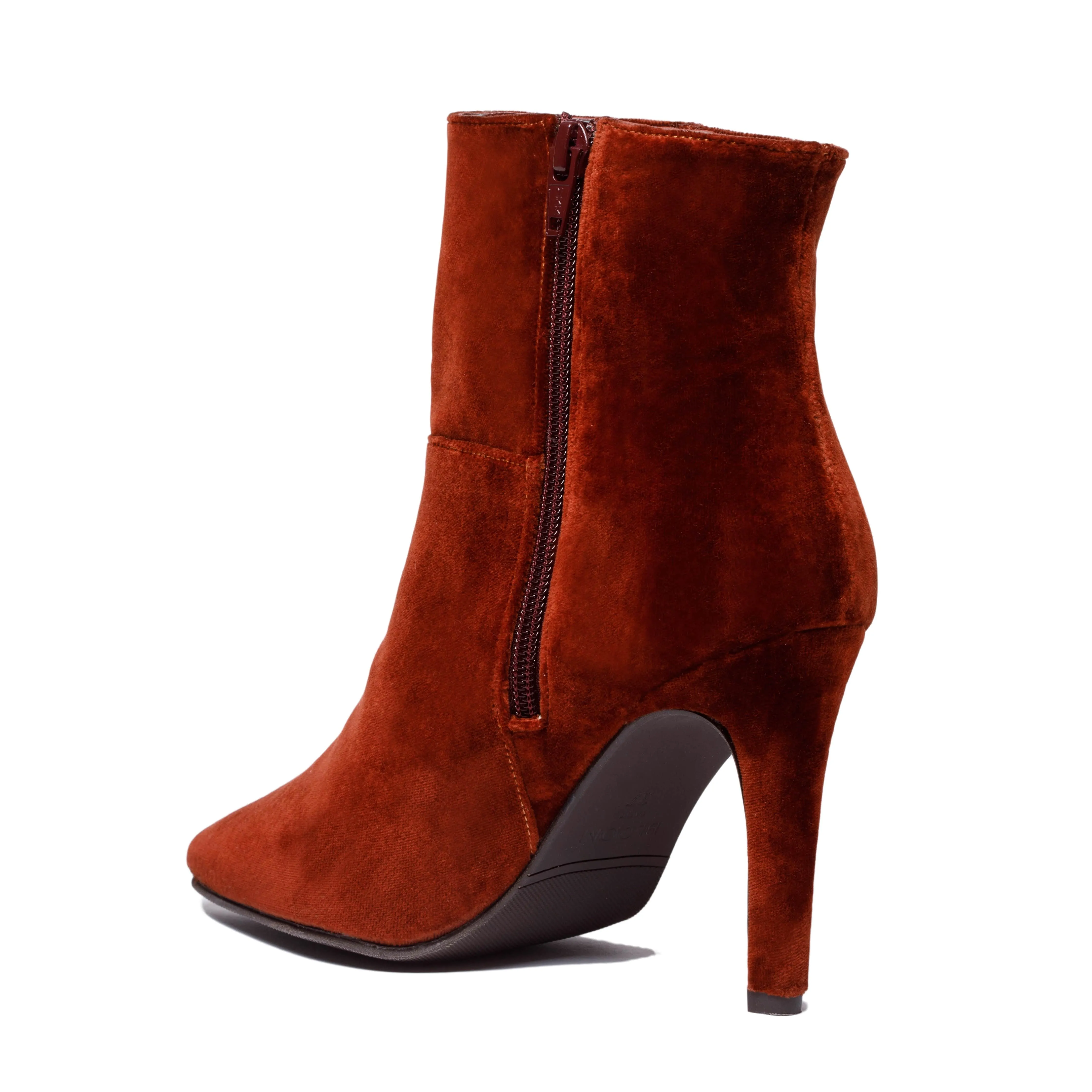 Bottes à talons vegan en velours rose | Rouille