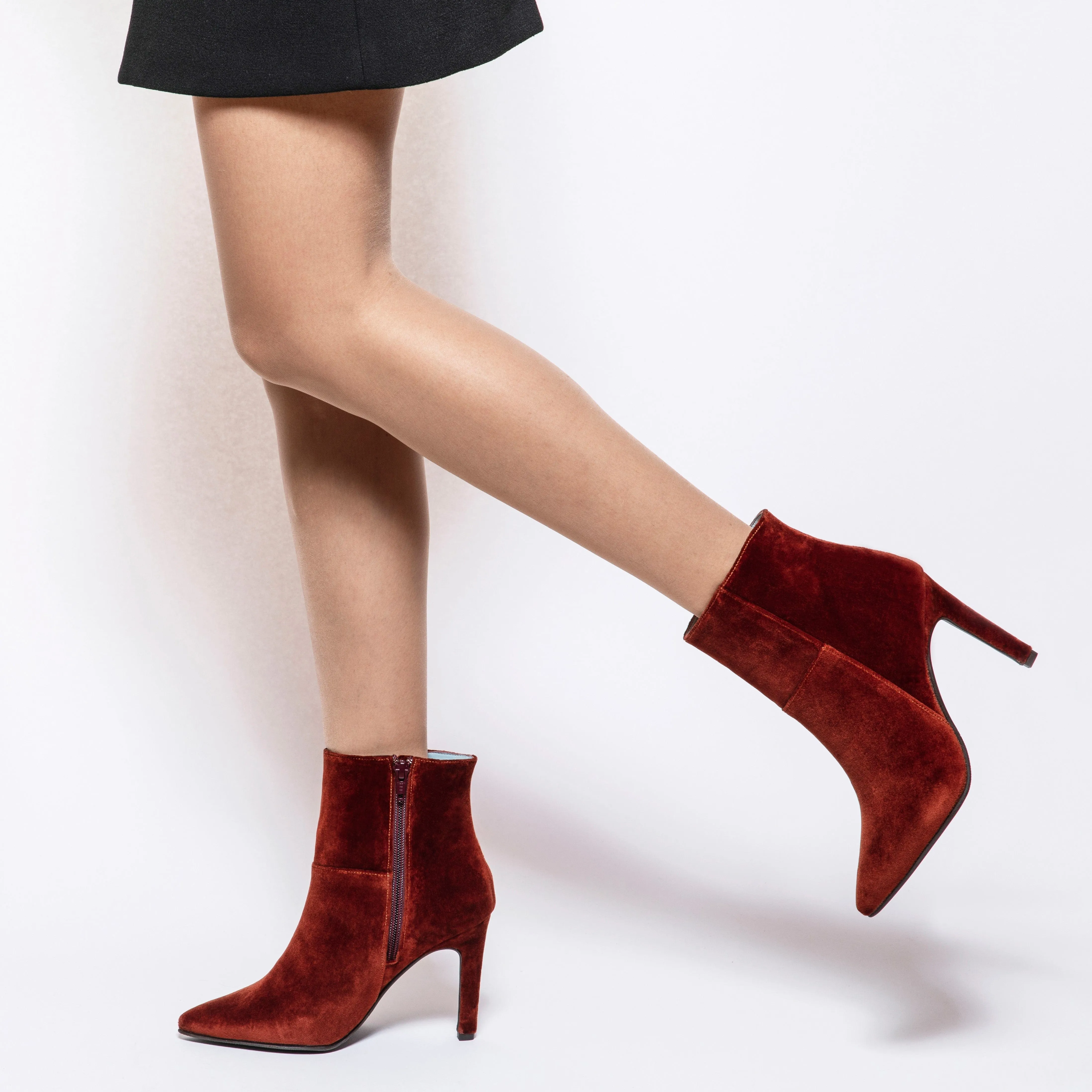 Bottes à talons vegan en velours rose | Rouille