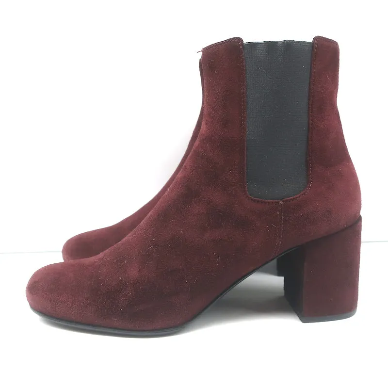 Bottes Chelsea Saint Laurent en daim bordeaux taille 37 à talon moyen