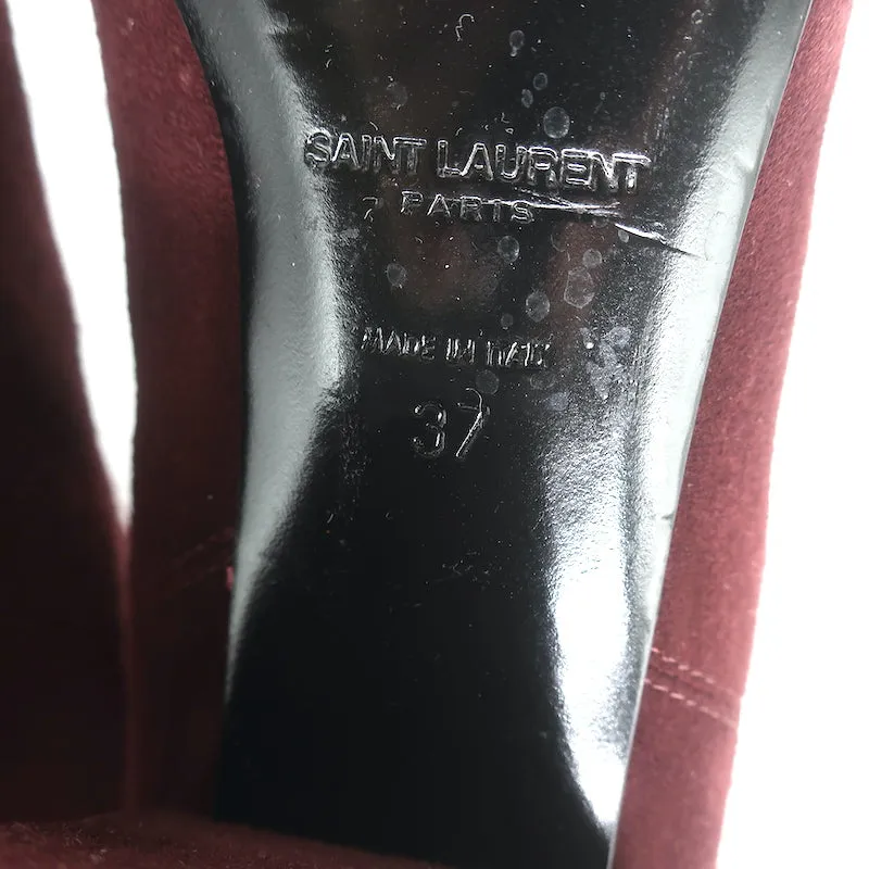 Bottes Chelsea Saint Laurent en daim bordeaux taille 37 à talon moyen