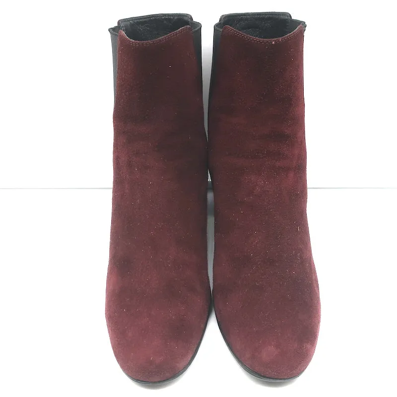 Bottes Chelsea Saint Laurent en daim bordeaux taille 37 à talon moyen