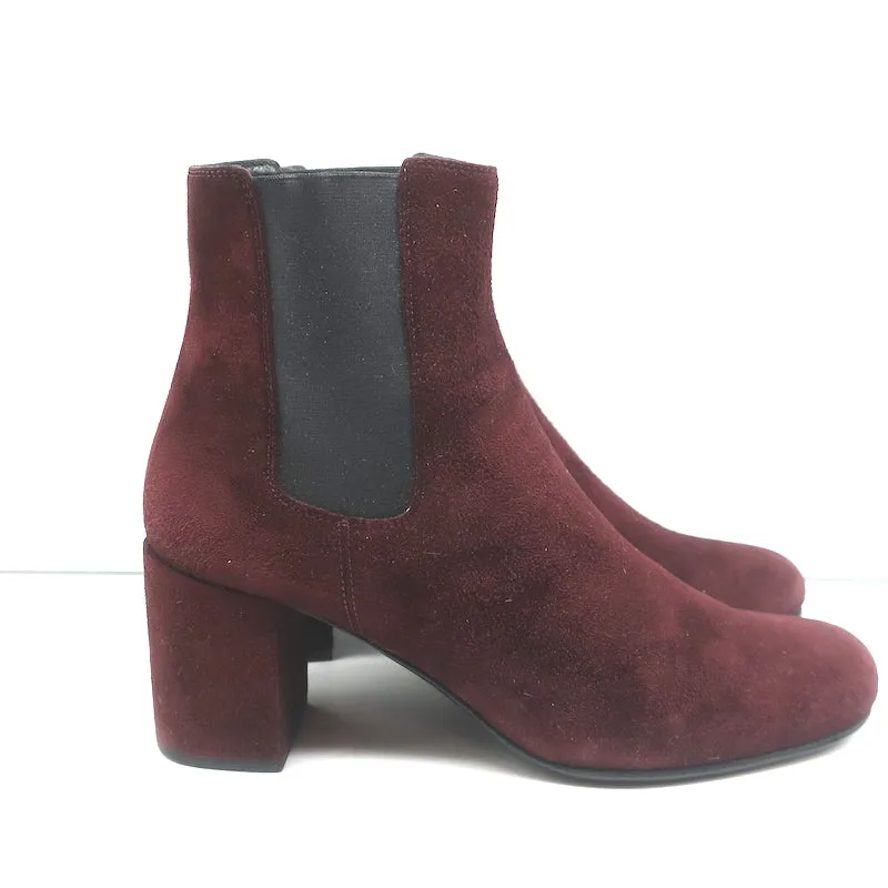 Bottes Chelsea Saint Laurent en daim bordeaux taille 37 à talon moyen