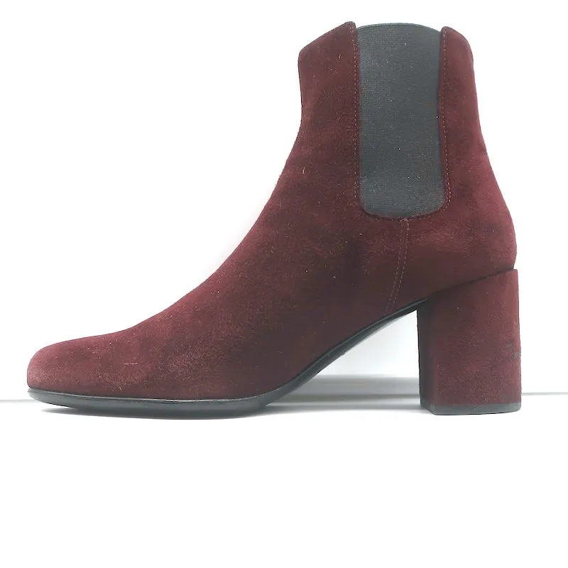 Bottes Chelsea Saint Laurent en daim bordeaux taille 37 à talon moyen