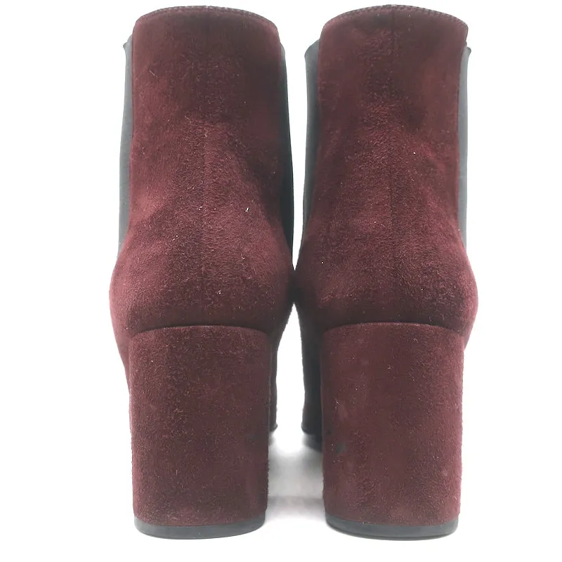 Bottes Chelsea Saint Laurent en daim bordeaux taille 37 à talon moyen