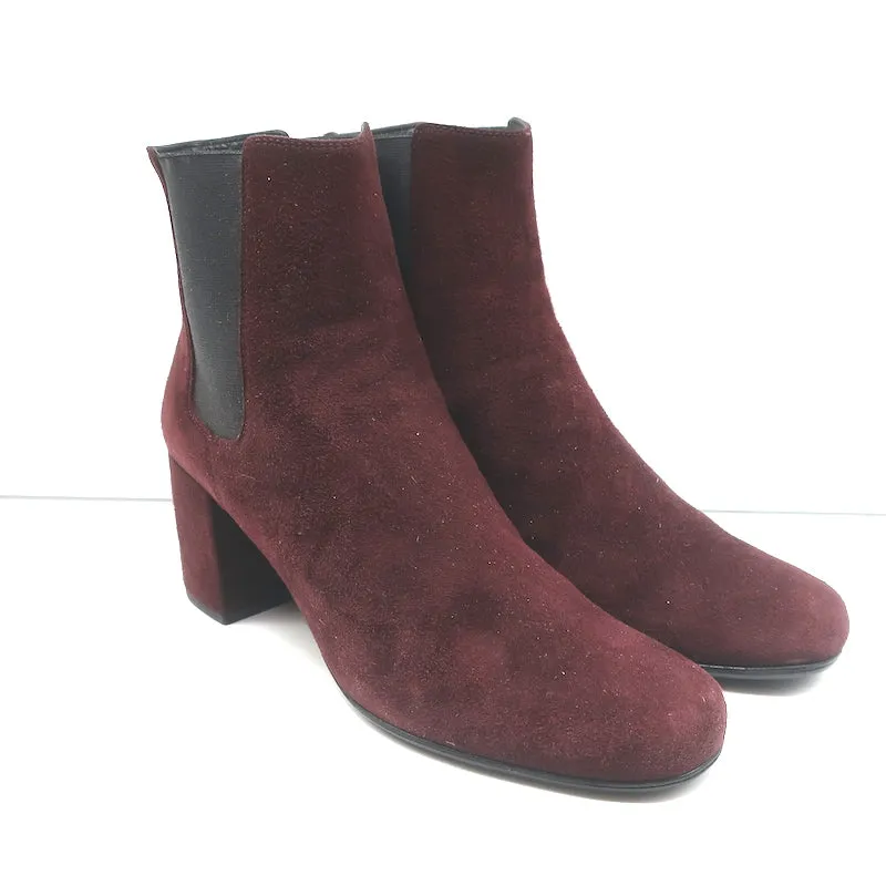 Bottes Chelsea Saint Laurent en daim bordeaux taille 37 à talon moyen