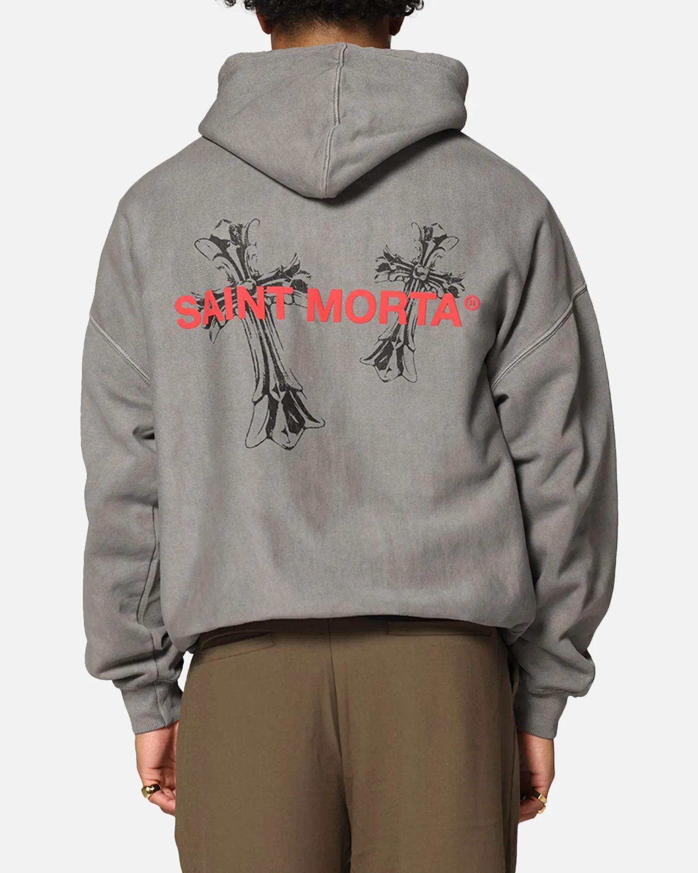 Saint Morta Memoriam Boxy Hoodie Lavé Charbon