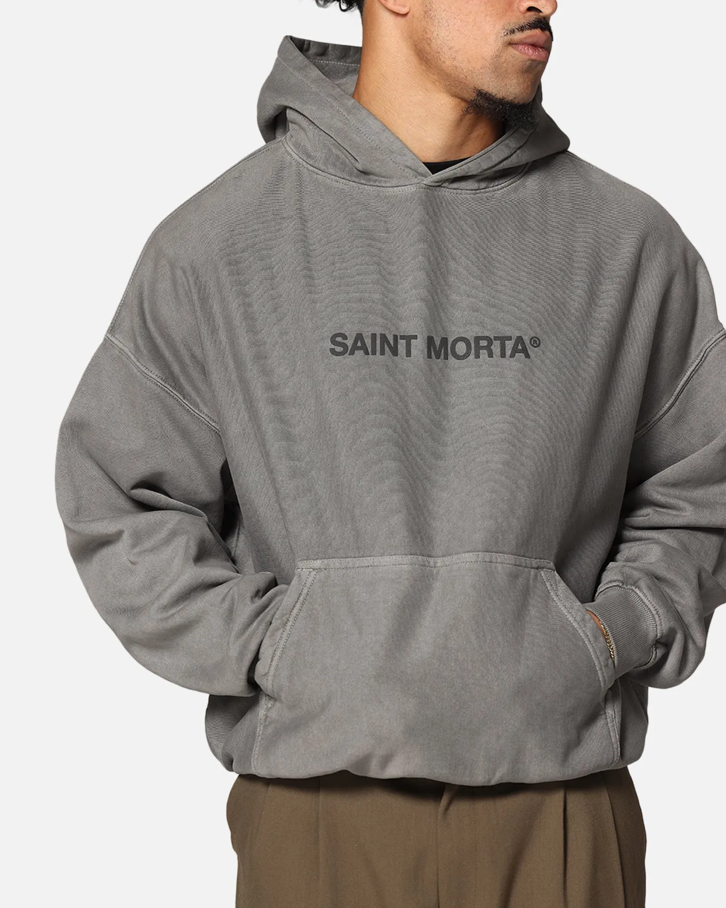 Saint Morta Memoriam Boxy Hoodie Lavé Charbon