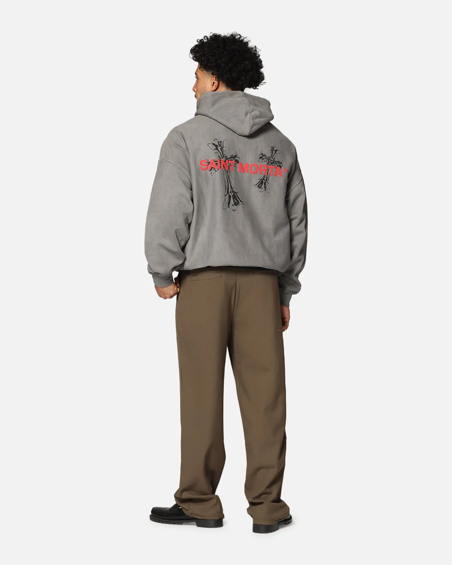 Saint Morta Memoriam Boxy Hoodie Lavé Charbon